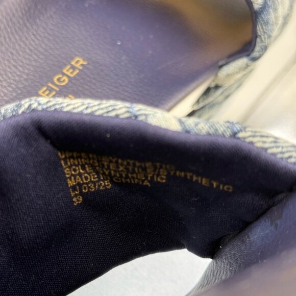🆕 KURT GEIGER LONDON 🧿 NWOB Blue Denim Meena Eagle Slides, Sz EU 39 US 8.5 - Picture 10 of 11